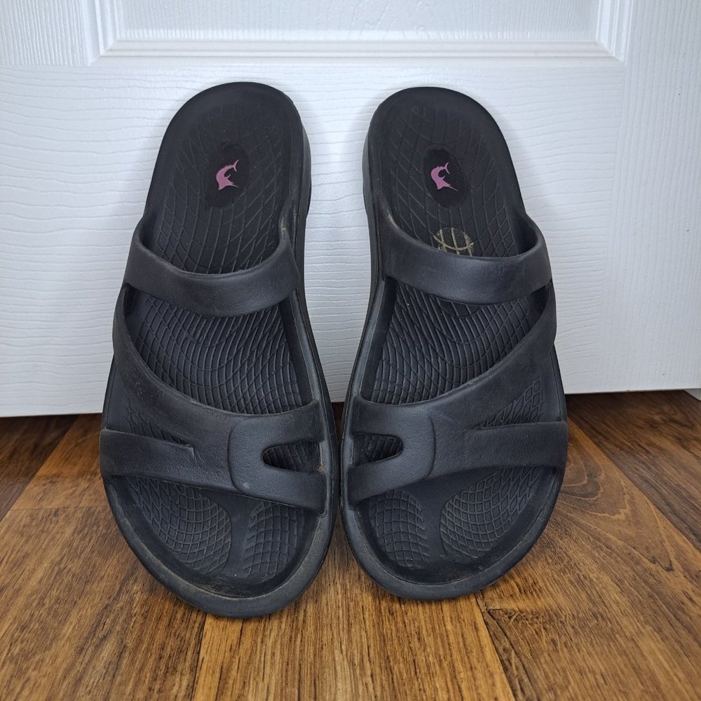 Reel Legends Black Slip-On Comfort Sandals Size 9 - Picture 3 of 7